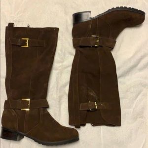 Hot in Hollywood Brown suede knee high boot